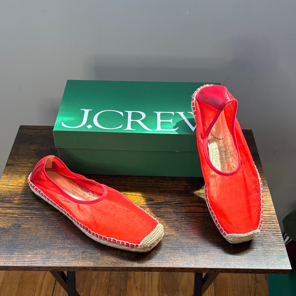 J. Crew Bright Red Canvas Espadrilles